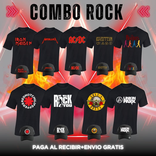 T-SHIRT COMBO ROCKS BANDAS $79.900