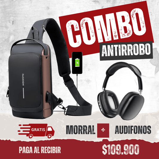 COMBO BOLSO ANTIRROBO+ AUDIFONOS