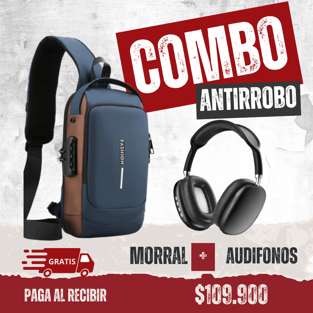 COMBO BOLSO ANTIRROBO+ AUDIFONOS