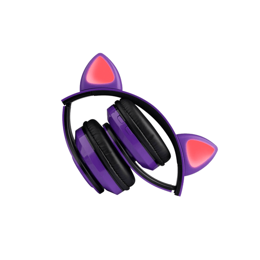 Audífonos Diadema Bluetooth Fm Micro Orejas De Gato Y Luces