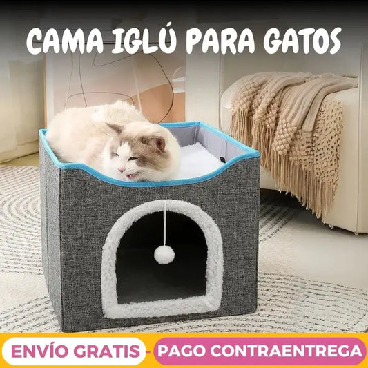 Cama Casa Iglú Para Gato, 2 Niveles Rascador + rascador