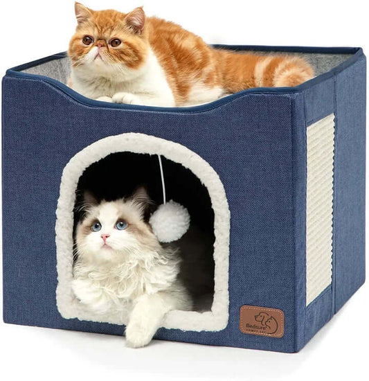 Cama Casa Iglú Para Gato, 2 Niveles Rascador + rascador
