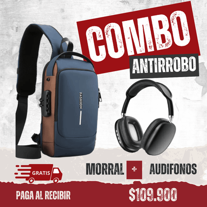 COMBO BOLSO ANTIRROBO+ AUDIFONOS