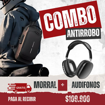 COMBO BOLSO ANTIRROBO+ AUDIFONOS