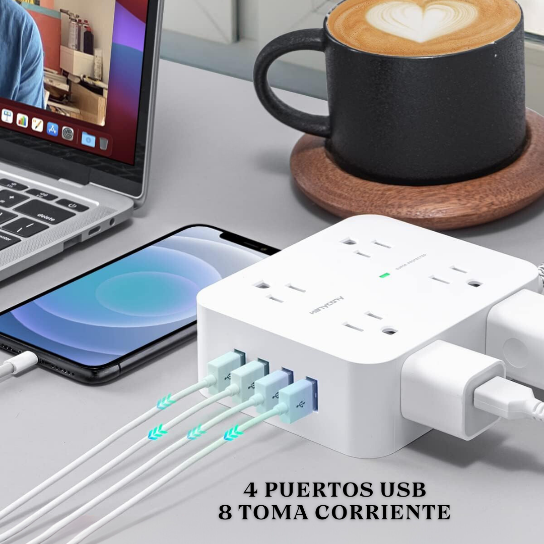 MULTITOMA 12 EN 1 REGLETA PORTECTORA SOBRETENSIONES