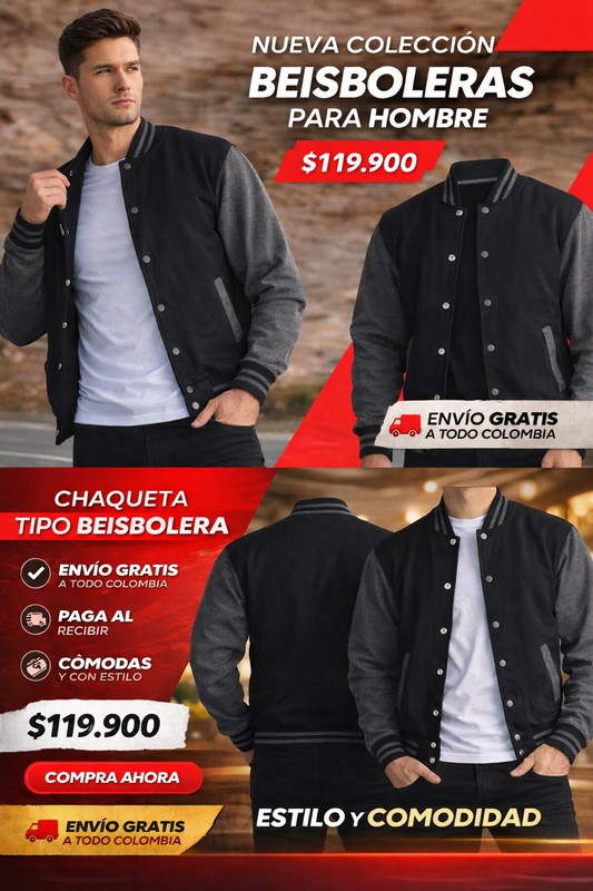 Chaqueta Tipo Beisbolera Hombre